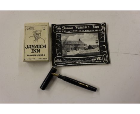 A set of Jamaica Inn playing cards; a fountain pen with 14ct gold nib etc. 