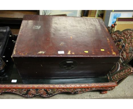 A Chinese leather covered trunk