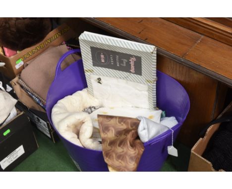 A group of vintage table and bed linens