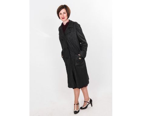 A 1950's/60's black watered print evening coat
