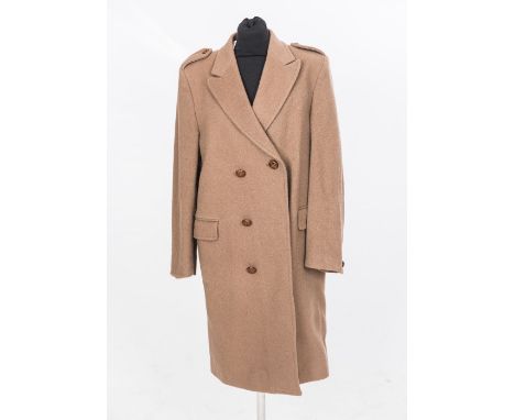 A vintage gentleman's brown wool military style double breasted overcoat