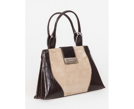 A faux crocodile and suede handbag in vintage style
