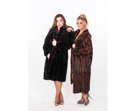 A 1930's mink full length fur coat (a/f), tog. A 1940's utility Scotch Mole full length coat (2)
