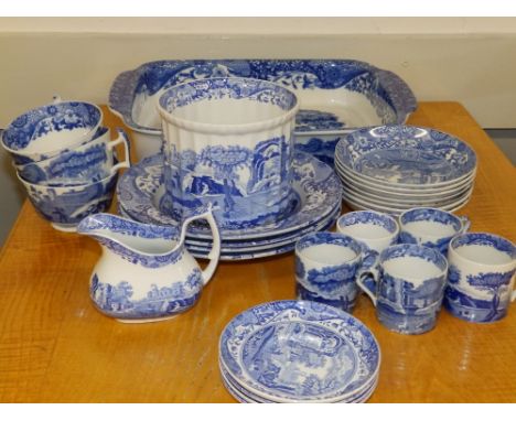 A large Copeland Spode Italian pattern blue &amp; white vegetable dish and 26 other pieces of Italian pattern table ware. (27