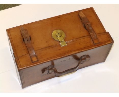 An Edwardian leather camera case, 16" across.