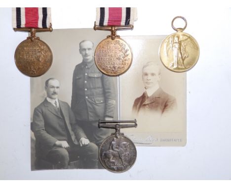 WWI War &amp; Victory Medals together with Special Constabulary Service Medal awarded to 'GS-62545 PTE R. VICKERY R.FUS' toge