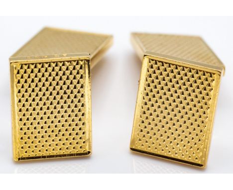 A pair of 18ct gold French hallmarked cufflinks marked for Van Cleef &amp; Arpels 83.400. Each cuff link with rectangular pan