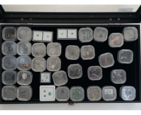 A large collection of cased Gem Collectors specimen gemstones to include :-  Tourmaline varieties,  Zultanite, Zircon, Zincit
