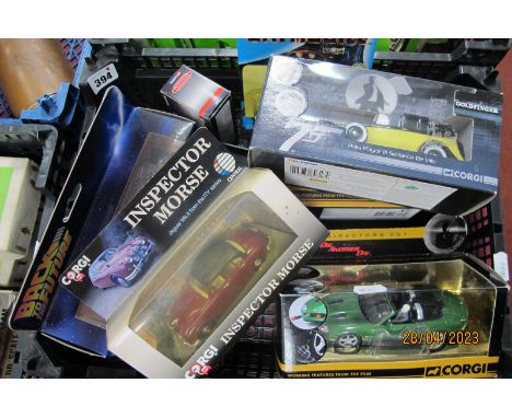 Nine Diecast Model Vehicles, by Corgi , Ertl, Hotwheels, to include #CC05503 Back To The Future Delorean and Doc Brown Figure