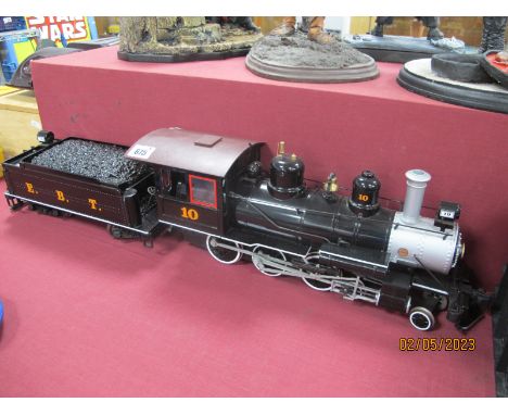 A Bachmann "G" Gauge Outline American 'Big Hauler' 4-6-0 Locomotive and Tender, R/No 10, E.B.T, small parts may be missing, u