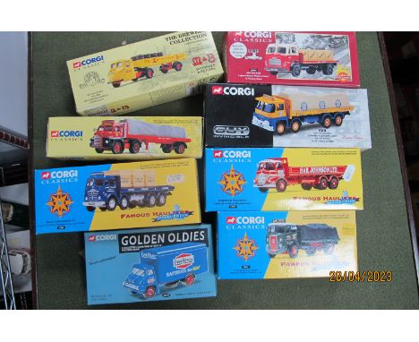 Eight Boxed Corgi Diecast Model Commercial Vehicles, to include #29101 Guy Invincible Eight Wheel Platform Lorry with canvas 