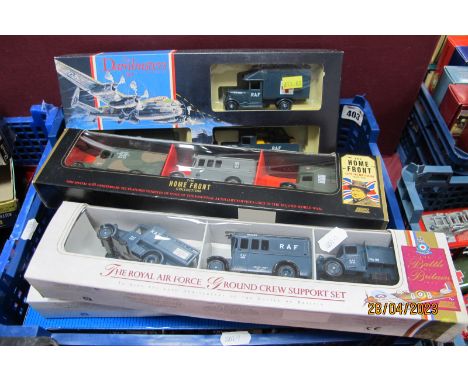 Thirty Diecast Model Vehicles, by Lledo all multi vehicle sets, including The Royal Air Force Ground Crew Support Set, The Da