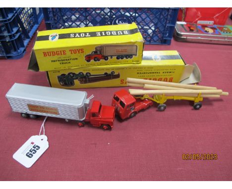 Two Boxed Budgie Toys Diecast Model Vehicles, comprising of No. 202 Long Distance Refrigeration Truck, No. 230 Articulated He