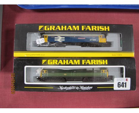 Two Graham Farish 'N' Gauge Cased Class 47 Co-Co Diesel Locomotives, Ref No 372-240 "University of Leicester" BR blue R/No 47