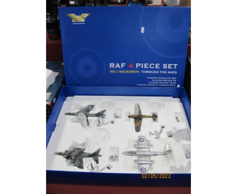 Corgi 'The Aviation Archive' #AA99170 1:72 RAF Four Piece Set No 1 Squadron Through The Ages, comprising of diecast model Haw