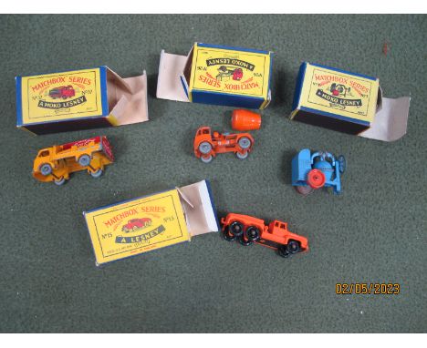 Four Boxed Matchbox 'Lesney' Diecast Model Vehicles, comprising of No 15 'Rotinoff Super Atlantic' tractor (good), No 3 cemen