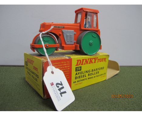 A Boxed Dinky Toys No. 279 Aveling Barford Diesel Roller, orange body, grey engine covers, green rollers, blue driver, chippi