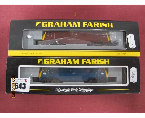 Two Graham Farish 'N' Gauge Class 42 Bo-Bo Diesel Locomotives, Ref No 371-601A BR blue "Kelly" R/No D827 (coupling detached).