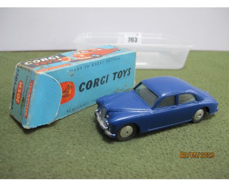 A Boxed Corgi Toys #205M Diecast Model Riley Pathfinder Saloon, applied paper registration plates, glue mark to boot, paint l