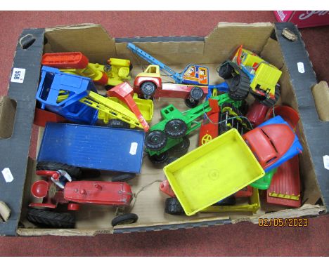 An Interesting Collection of Plastic, Diecast and Tinplate Model Vehicles, to include an early Lesney large scale Massey-Harr