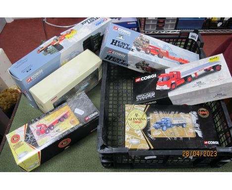 Six Boxed Corgi Diecast Model Commercial Vehicles, to include #55501 Elliotts of York Diamond T Low Loader with Generator Loa