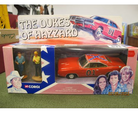 Corgi #CC05301 1:36th Scale 'The Dukes of Hazard' Dodge Charger (General Lee), with hand painted white metal figures, boxed.