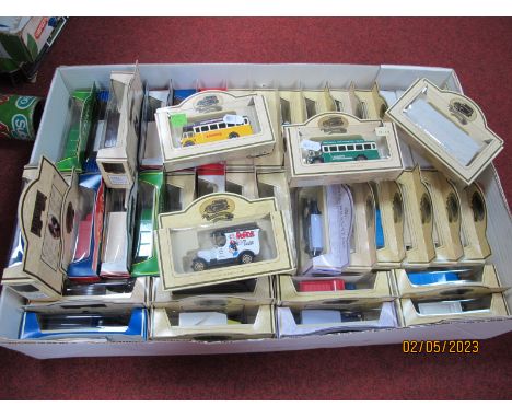 Forty Plus Diecast Model Vehicles, by Lledo, including 1934 Chevrolet Van 'Scribbans Bread', boxed.