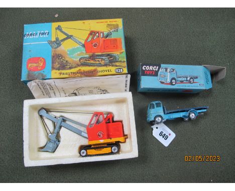 Corgi Toys - A boxed 1128 Priestman "Cub" shovel, model and box fair - poor, along with a boxed Corgi 457 E.R.F Model 44G pla