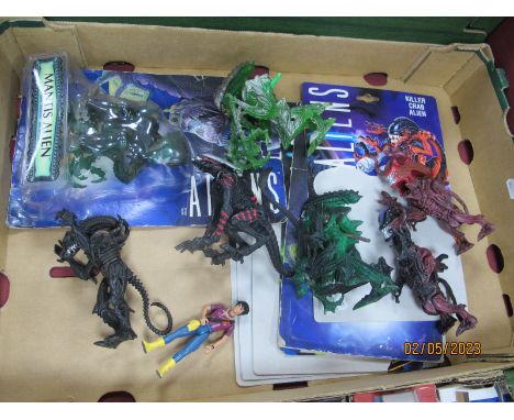 Eight Kenner Circa 1990's Aliens Plastic Model Figures, to include a carded #27889 Mantis Alien (creasing and wear to card); 