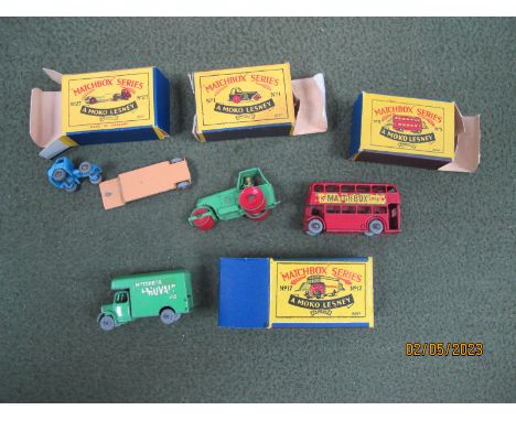 Four Boxed Early Matchbox 1:75 Series Moko Lesney Diecast Model Vehicles, comprising of No.17 Bedford Removals Van, green bod