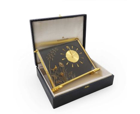 A Jaeger-LeCoultre lucite and gilt brass marina clock, c. 1970s, numbered 484 to underside of brass, 8 day movement, in box, 