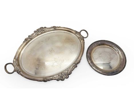 A large WMF silver-plated tray, early 20th century, with scrolling floral motifs, stamped marks,78cm wideand a circular silve