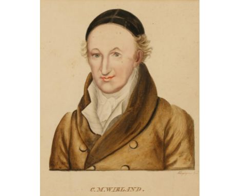 HÜGELGEM, German School, 19th century Portrait of Christopher Martin Wieland (1733-1813), signed lower right and titled to th