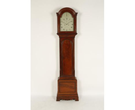 A GEORGE III MAHOGANY LONGCASE CLOCK, the white painted dial signed "Rivers & Son, Cornhill, London" with subsidiary strike/s