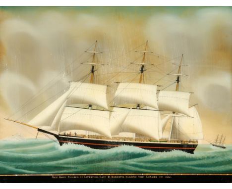 ENGLISH SCHOOL, 19th century "Ship John Fielden of Liverpool. Capt. R. Roberts. Passing the Lizard in 1854", a three masted s