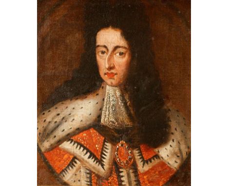 ENGLISH SCHOOL, 18th century A portrait of William III, head and shoulders, oil on canvas, 12.5" x 10.25". See illustration.