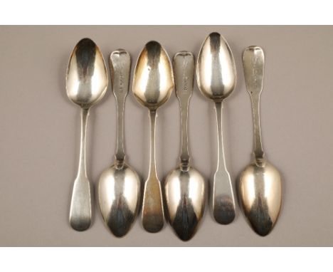 Set of six Scottish George III silver table spoons, assay marked Edinburgh 1819, Robert Smeaton, weight 377g. CONDITION REPOR