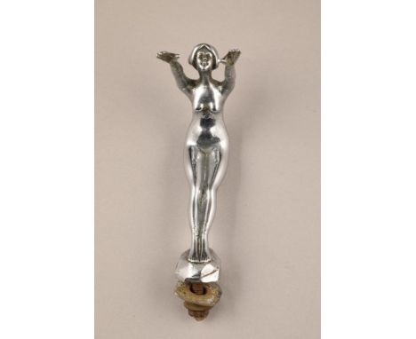 Automobilia - vintage 1930s diving nude chrome car mascot, 17cm high.