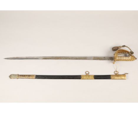 British naval officers dress sword, the blade is etched with crowned anchor amidst scrolls made by Henry Wilkinson, London, r