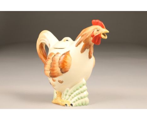 A Clarice Cliff teapot, in the form of a cockerel, height 19.5cm.CONDITION REPORT:Teapot is in excellent condition with no ch