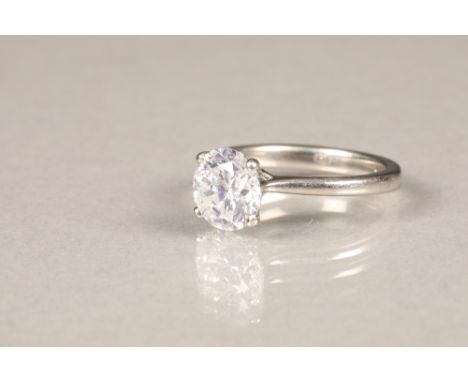 Platinum diamond solitaire ring, approx. 2.2 carat brilliant cut diamond. Ring size K. CONDITION REPORT:There is a small chip