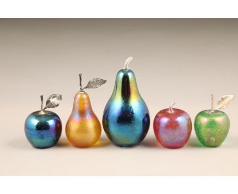 John Ditchfield for Glasform, eleven assorted iridescent glass paperweights.CONDITION REPORT:All paperweights are in very goo