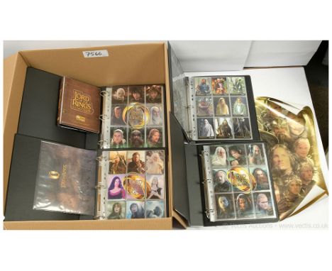 Quantity of The Lord of the Rings trading cards including Topps The Fellowship of the Ring complete base set cards 1 - 90 wit