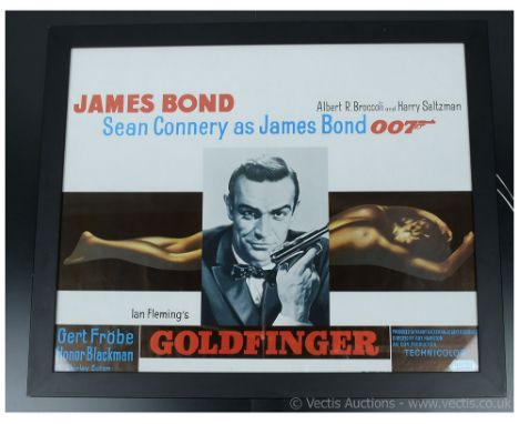 James Bond 007 Goldfinger 1970's re-release Belgian poster with English text, framed with perspex, Good Plus to Excellent. Fr