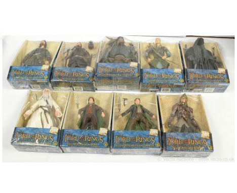 Toy Biz The Lord of the Rings 11" deluxe poseable figures x nine, includes Witch-King Ringwraith, Eomer, Frodo, Legolas, Giml