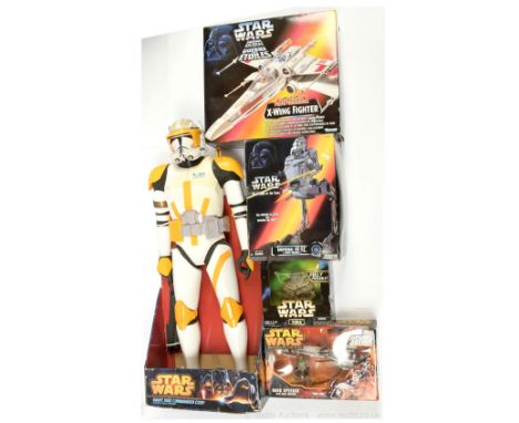 Polymark Star Wars Giant Size Commander Cody figure, Good (discoloured), within Fair to Good packaging. Kenner Star Wars vehi