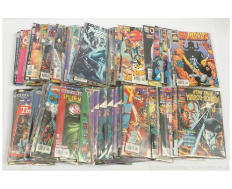 Quantity of Marvel comics x one hundred and twenty five, titles include New X-Men, Marvel Team Up, Muties, Marvel Knights, Sh