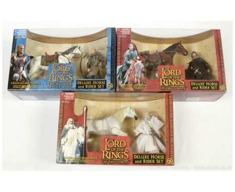Toy Biz The Lord of the Rings Deluxe Horse and Rider Set x three includes The Two Towers Gandalf and Shadowfax, The Two Tower