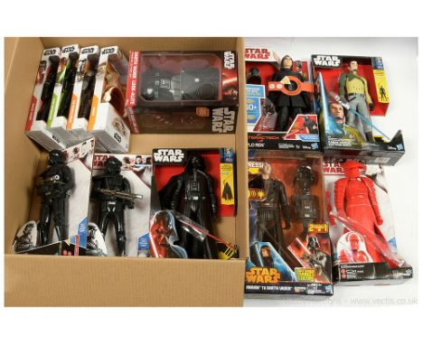 Hasbro Star Wars modern issue larger scale figures x eleven includes Darth Vader, Luke Skywalker, The Mandalorian, Grogu, Ele