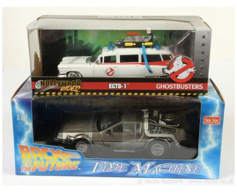 Jada Metals Die-cast Ghostbusters Hollywood Rides Ecto-1, Mint, within Near Mint sealed packaging. Sun Star 1:18th scale Back